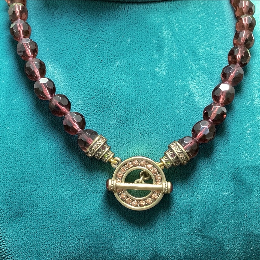 Heidi Daus Purple Beaded Necklace with Gold Accents. NWOT